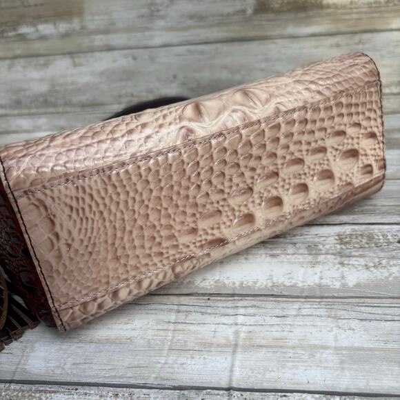 Brahmin Purse Melbourne Crossbody Pecan Cream Small Croc Embossed Leather Bag - Picture 7 of 16